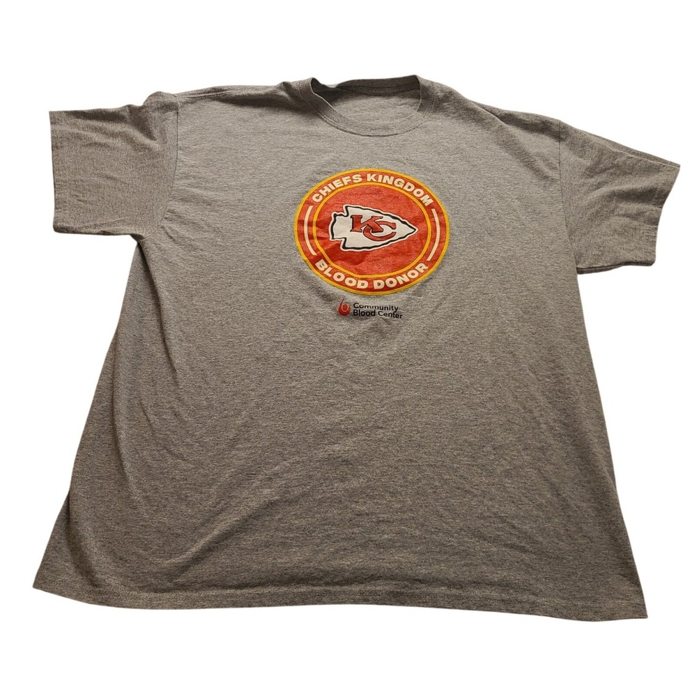 Kansas City Chiefs Kingdom Men's XL Blood Donor T-Shirt Gray Community Blood